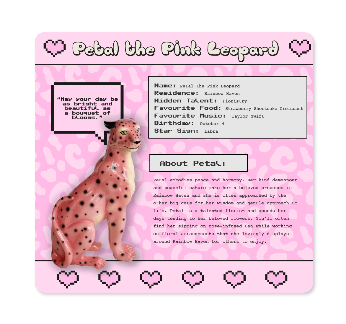 Petal the Pink Leopard Statue