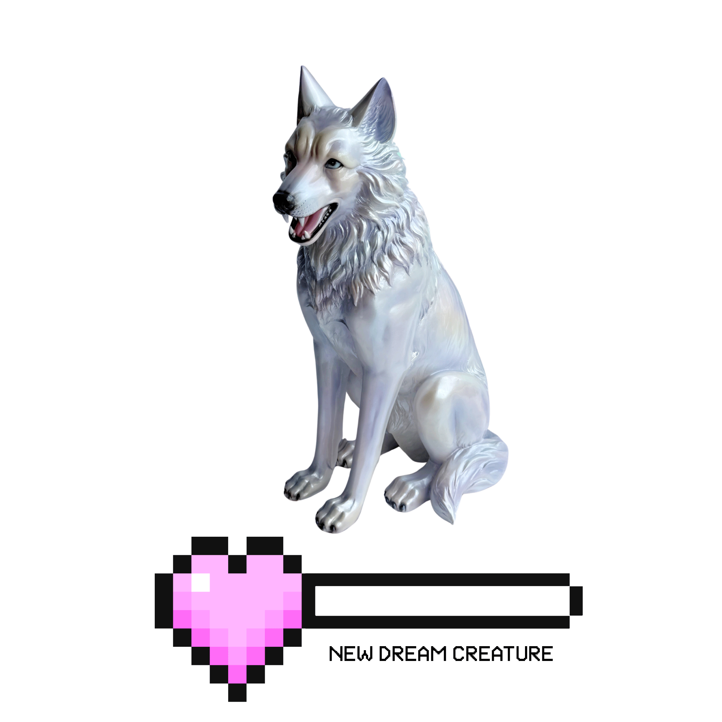 Shimmery White Wolf Statue